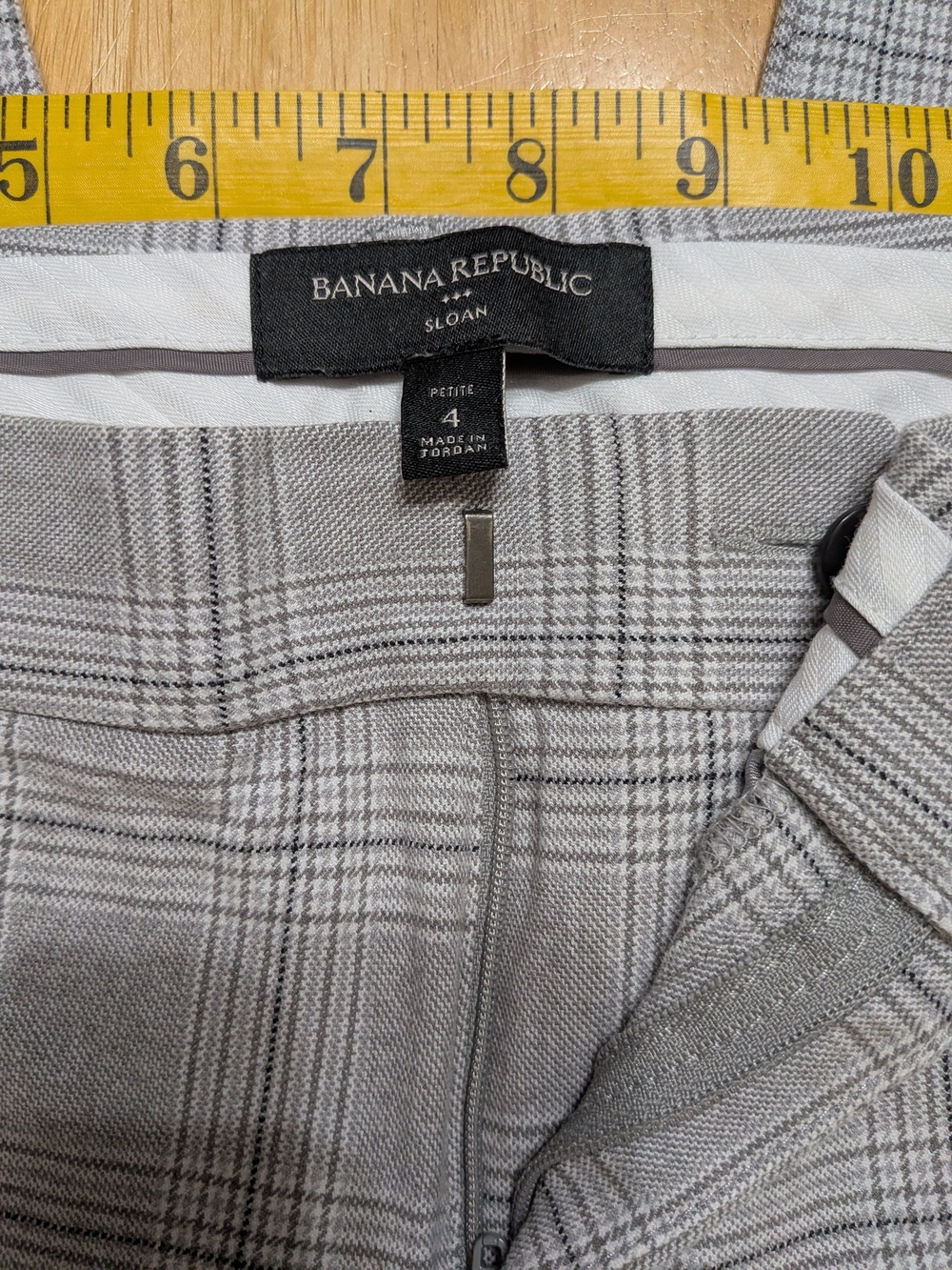 Banana Republic Sloan Petite Womens Gray Plaid Dress Pants